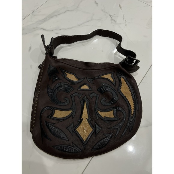 Fendi Stingray Exotic Leather Inlay Oyster Whipstitch Shoulder Runway Purse Bag - Picture 8 of 9